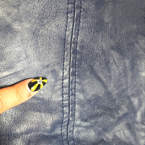 Metaphor faux leather jacket Size:L Color:Navy Blue - Picture 6 of 9